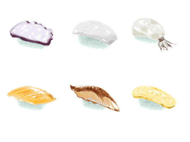 日本寿司水彩画插图图片下载