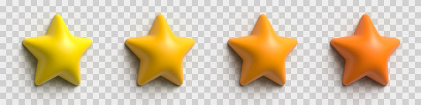 3 d的星星。一套现实的星星图标。在透明背景上有阴影的星星。矢量图图片下载
