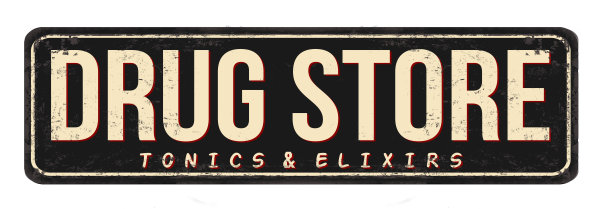 药店陈旧生锈的金属标牌图片下载