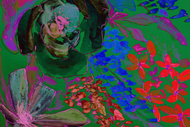 水彩花卉绘画。水彩花卉背景。卡。婚礼邀请函模板。花卡。印象派风格，色彩纹理，绘画笔触，艺术背景。现代艺术。图片下载