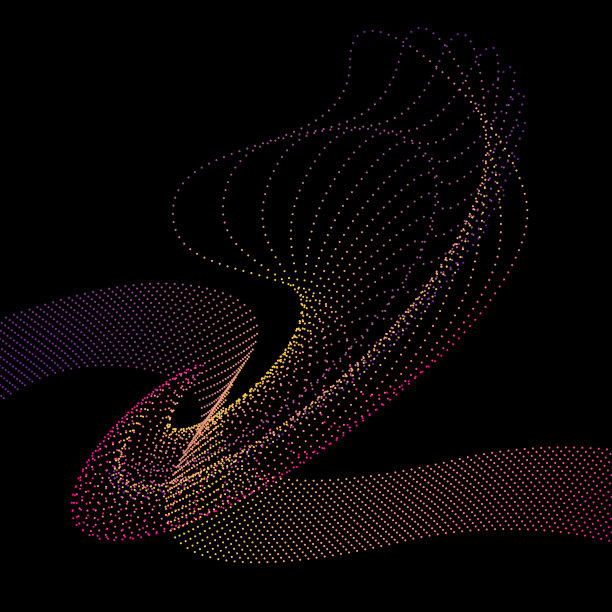 彩色抽象背景，形状dota和波浪，数字插图图片下载