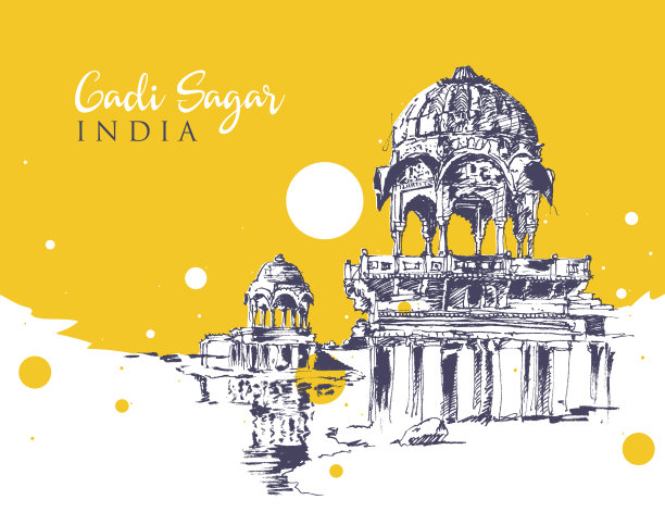 在gadisagar湖画素描图片下载