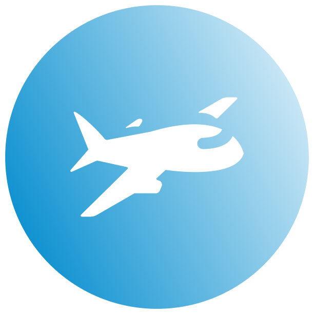 蓝色圆圈上的飞机时尚图标图片下载