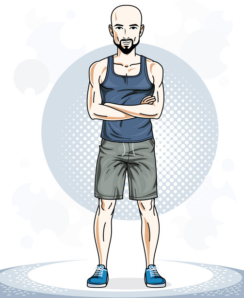 英俊的秃顶年轻人站在运动员图片下载