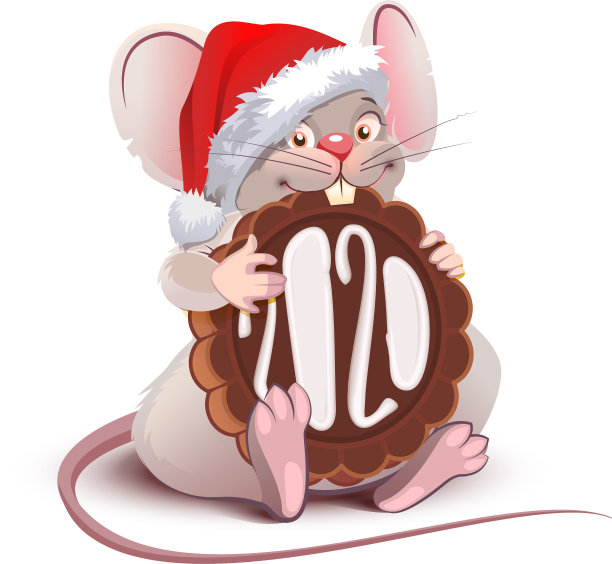 搞笑卡通圣诞鼠象征2020年图片下载