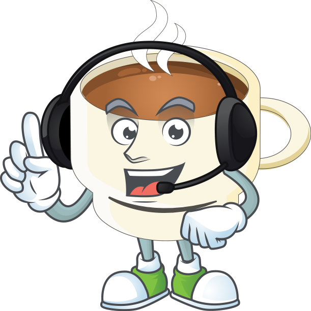 与耳机杯咖啡卡通白色图片下载