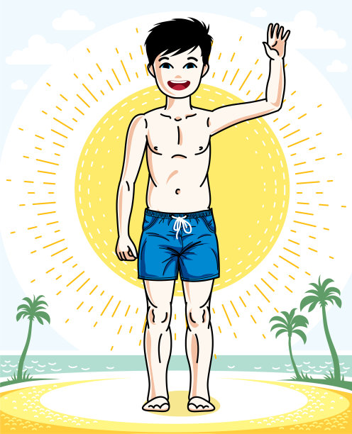 漂亮的小男孩可爱的孩子站着穿图片下载