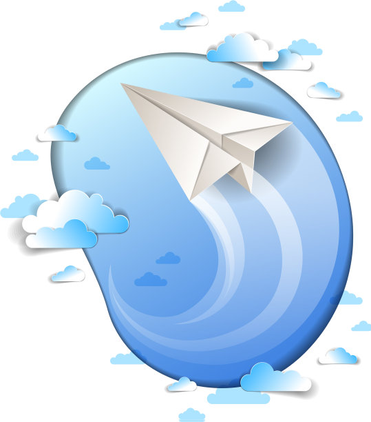 纸飞机在风景优美的多云天空折纸图片下载