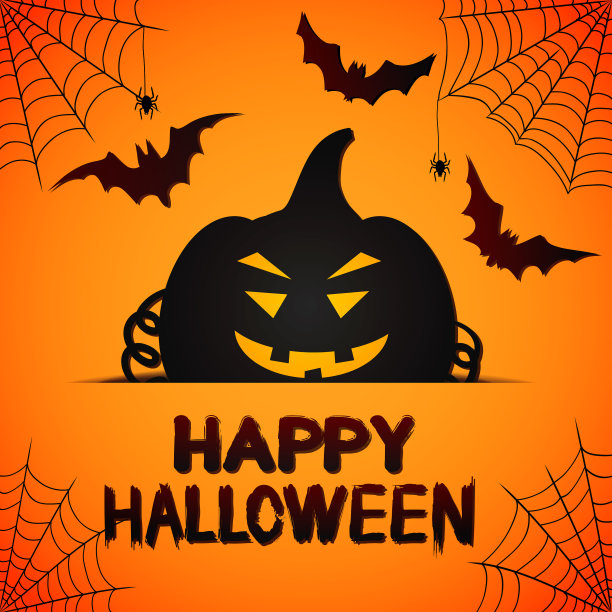 万圣节快乐橙色贺卡南瓜图片下载