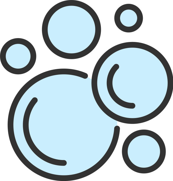 洗泡泡图标颜色线平坦图片下载