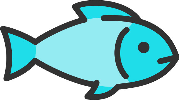 鱼水族动物平色线图标图片下载