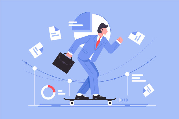 商人在生意上玩滑板图片下载