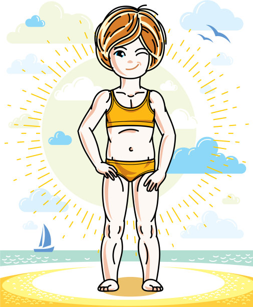 小红发女孩可爱的孩子蹒跚学步的站着图片下载