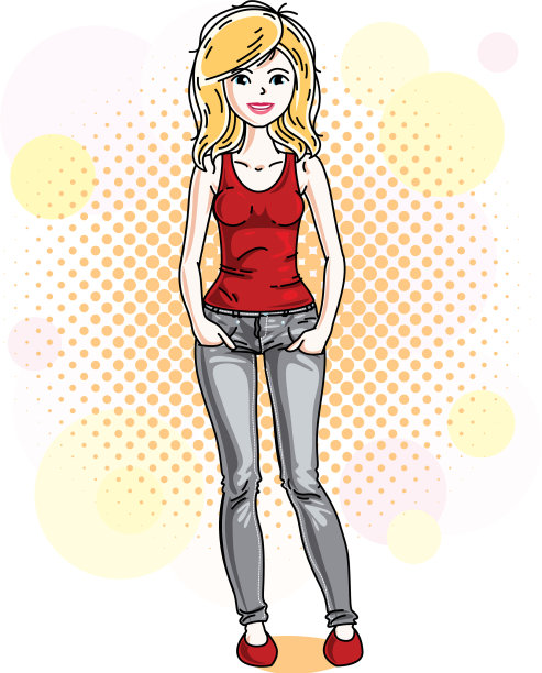 快乐漂亮的金发女郎站在上面图片下载