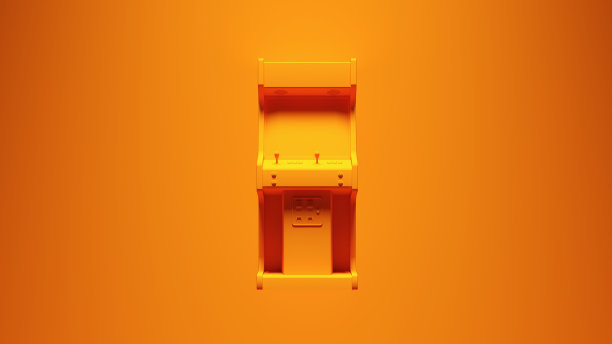 橙色街机与明亮的橙色背景图片下载