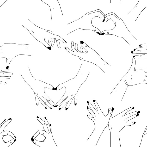 无缝图案与人的双手图片下载