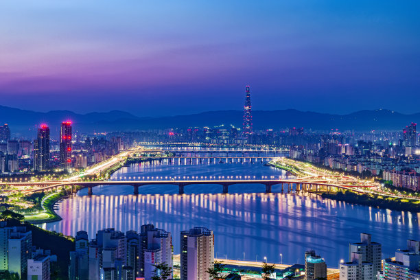 夜间拍摄的首尔夜景图片下载