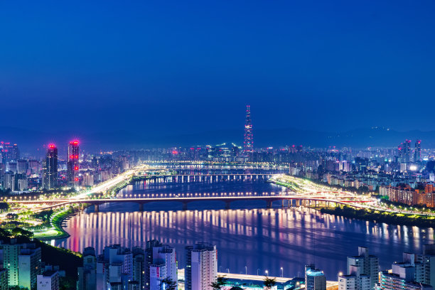 夜间拍摄的首尔夜景图片下载