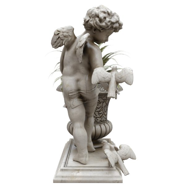 公园雕塑男孩与一个花瓶孤立在白色背景3d插图图片下载