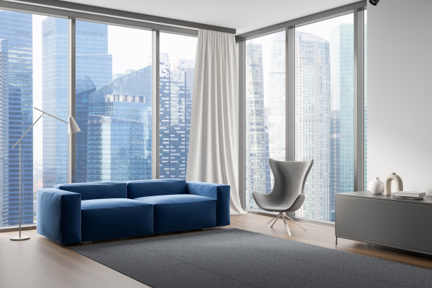 室内设有沙发、卫生间、全景窗，光线充足图片下载