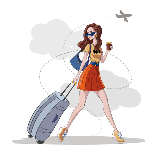 提着行李箱的女人图片下载
