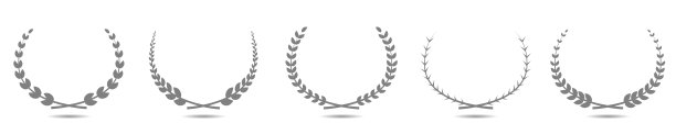 月桂花环标签集矢量插图图片下载