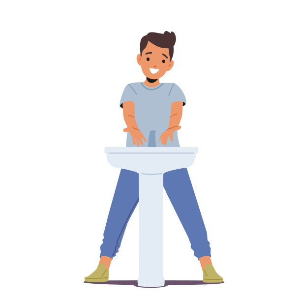 儿童洗手，快乐的小男孩性格卫生，早上例行公事，儿童保健。少年儿童泡沫棕榈图片下载