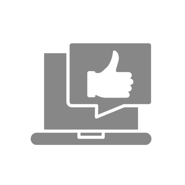 笔记本电脑与拇指在语音气泡灰色图标。用户反馈，消息与喜欢的符号图片下载