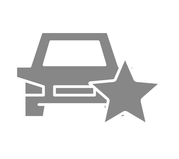 汽车评级，汽车与星灰色图标。交通服务点评，添加收藏、出租车反馈符号图片下载