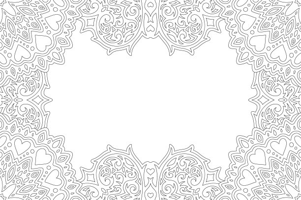 线艺术着色书与情人节的边界图片下载