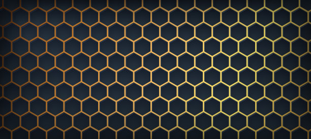 抽象的黑色和金色六边形豪华背景。现代的背景。可以用于登录页、书籍封面、小册子、传单、杂志、任何品牌、横幅、标题、演示文稿和墙纸背景图片下载