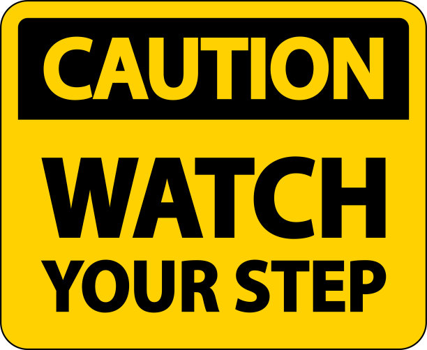 注意白色背景下的踏步标志图片下载