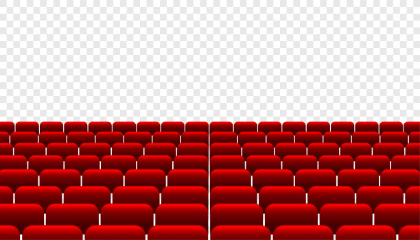 逼真的红排影院座椅图片下载
