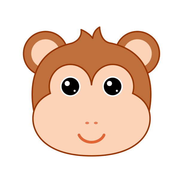 可爱的猴子脸孤立在白色背景图片下载