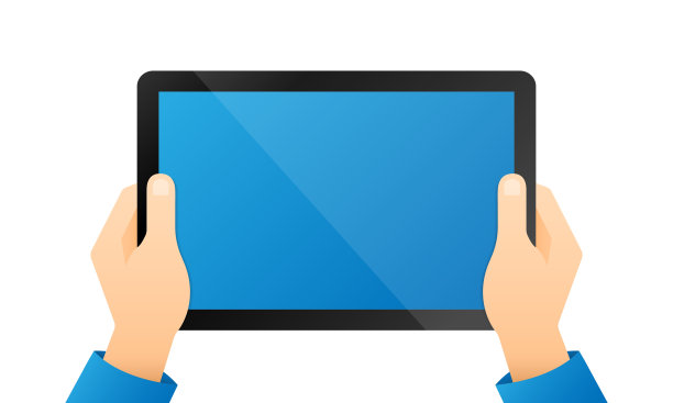 平板电脑手中孤立的白色背景。平板电脑黑屏。向量EPS 10图片下载