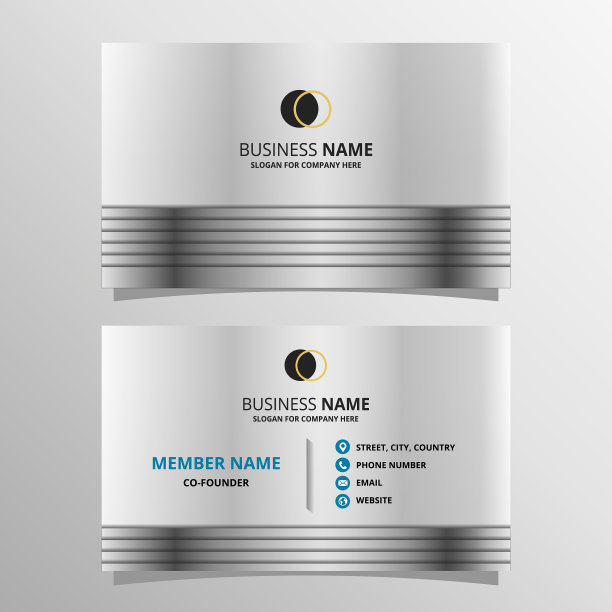 时髦的银线名片模板与几何线图片下载