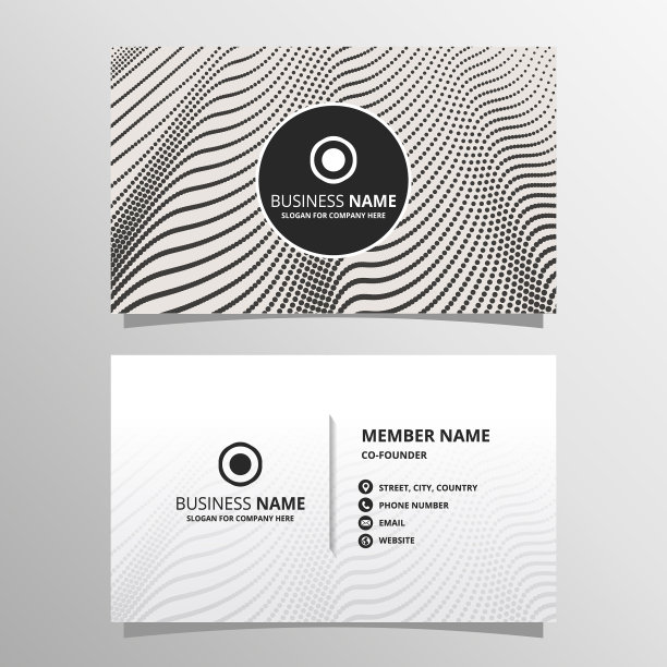 现代波名片模板与波半色调图片下载