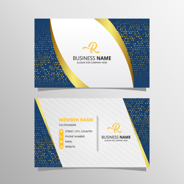 金色和蓝色豪华名片模板图片下载