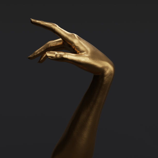 金女士的手优雅的姿态。模型手雕塑孤立在黑色，3d渲染。图片下载