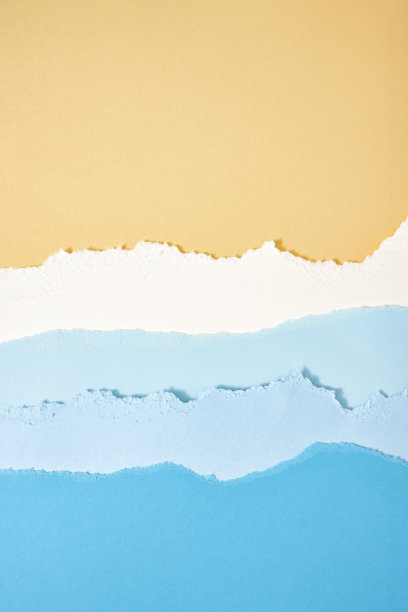 夏日沙滩创意背景与拷贝空间。阳光明媚的一天在沙滩上，大海和沙子。平的。图片下载