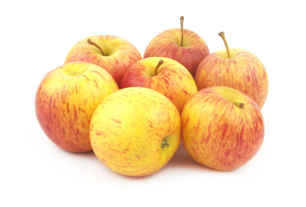 几个成熟的黄红苹果孤立在白色的图片下载