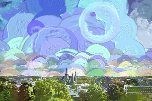 夏季景观丘陵和地平线数字插图图片下载