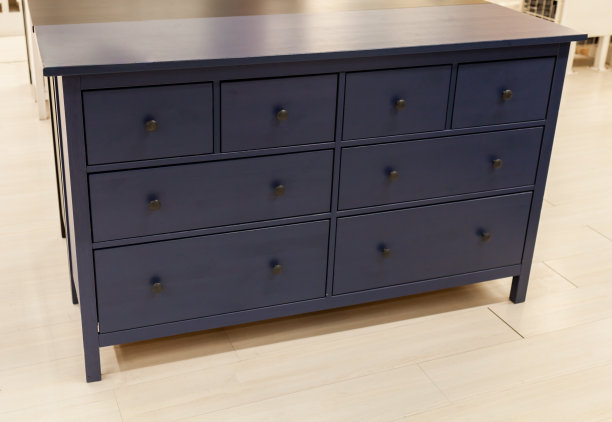 木制橱柜-蓝色木制书桌抽屉柜图片下载