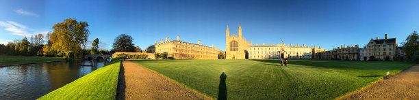 横跨剑桥国王学院的剑河全景图片下载