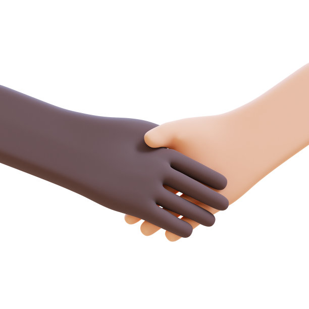 握手说明企业合作理念。使用裁剪路径的3d渲染图。图片下载