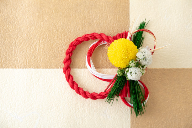 日本贺年卡图像:日本新年花环图片下载