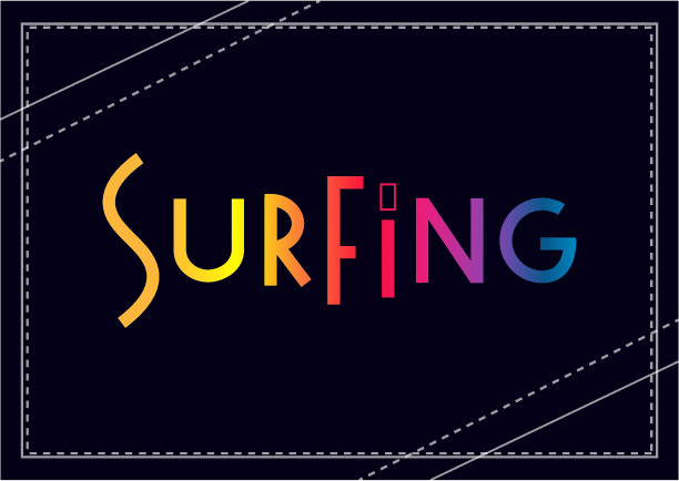 彩色梯度字母冲浪在黑暗的背景图片下载