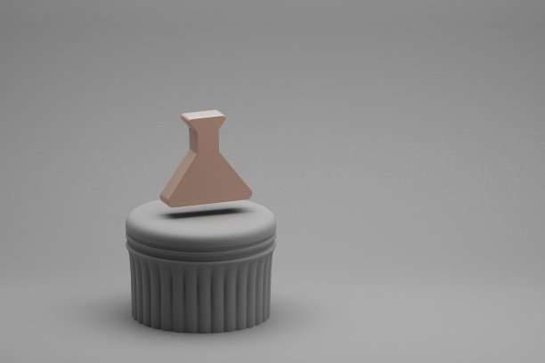 美丽的抽象插图科学烧瓶符号图标在一栏和美妙的背景。3 d渲染插图。背景图案设计。图片下载