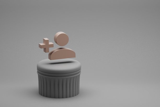 美丽的抽象插图人添加符号图标在一列和美妙的背景。3 d渲染插图。背景图案设计。图片下载