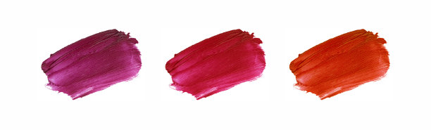 不同颜色的唇膏在白色背景上的涂抹。红粉色酒红色口红，装饰化妆品，彩妆口红，化妆品。彩色唇膏质感图片下载